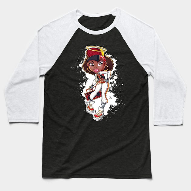 Hip Hop Girl Baseball T-Shirt by FurJay